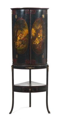 A French Painted Corner Cabinet, Height 68 1/2 inches.