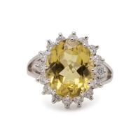 YELLOW QUARTZ AND DIAMOND RING