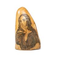 A Scrimshaw Tooth with Polychrome Depiction of the USS Pennsylvania