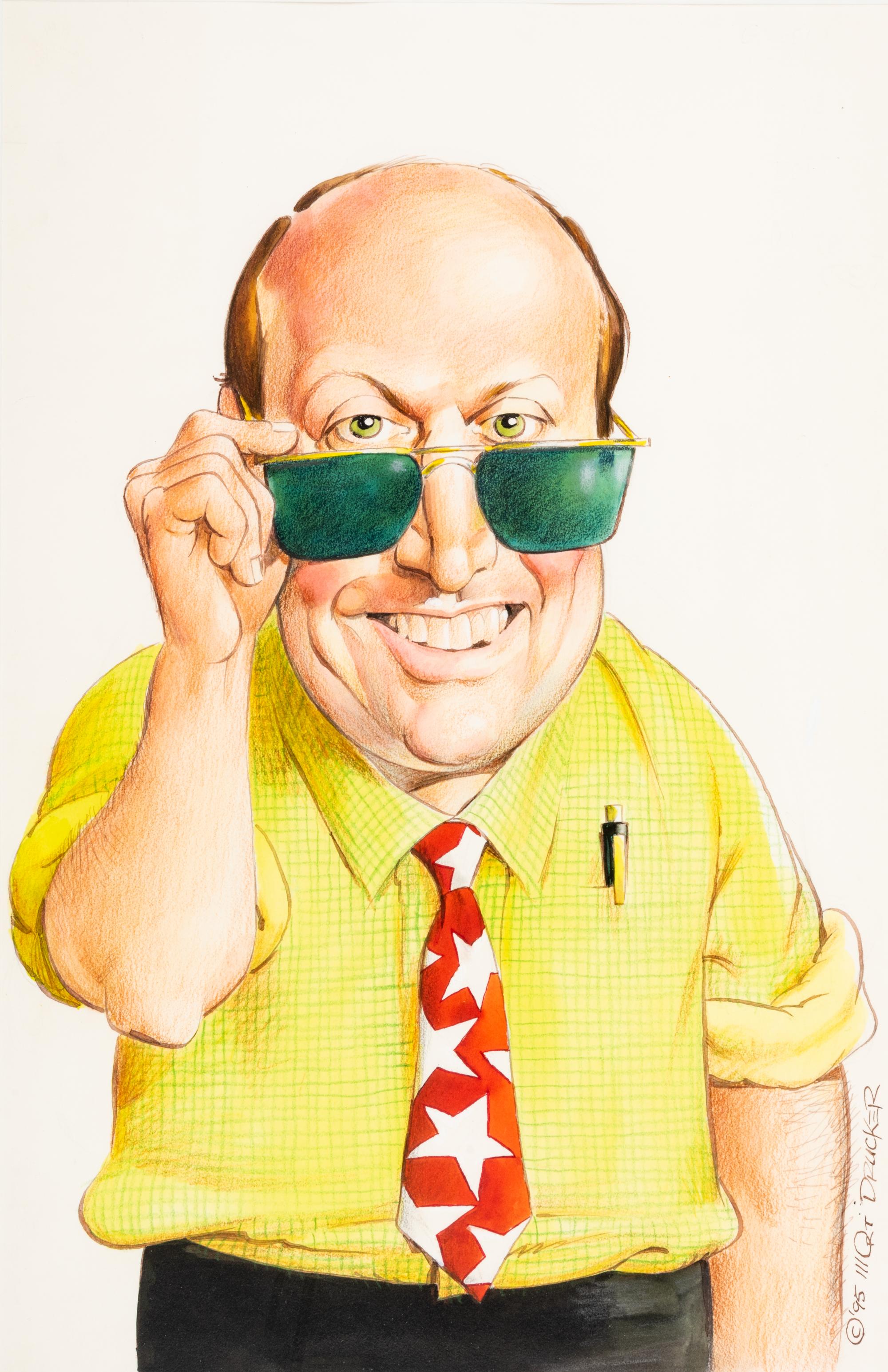 (Cartoon Art) DRUCKER, Mort (1929-2020). Original caricature painting of BILL ZWECKER.