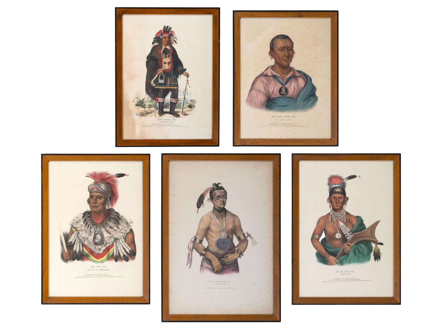 [MCKENNEY AND HALL]. A group of 5 lithographs of Native American subjects.