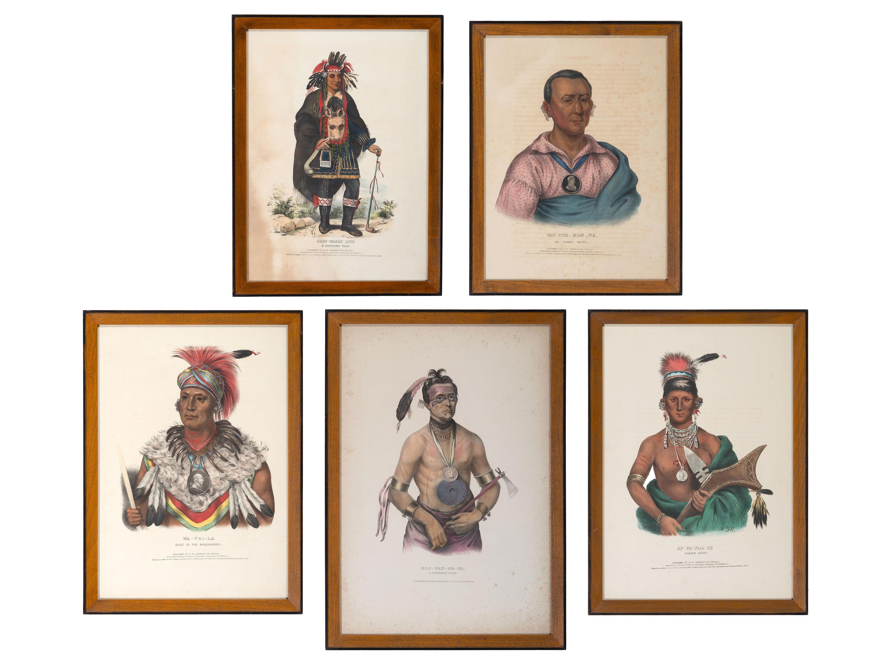 [MCKENNEY AND HALL]. A group of 5 lithographs of Native American subjects.