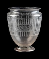 A Continental Etched Glass Pedestal Vase