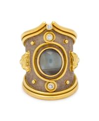 An 18 Karat Bi-Color Cat's Eye Chrysoberyl and Diamond Ring, Elizabeth Gage,
