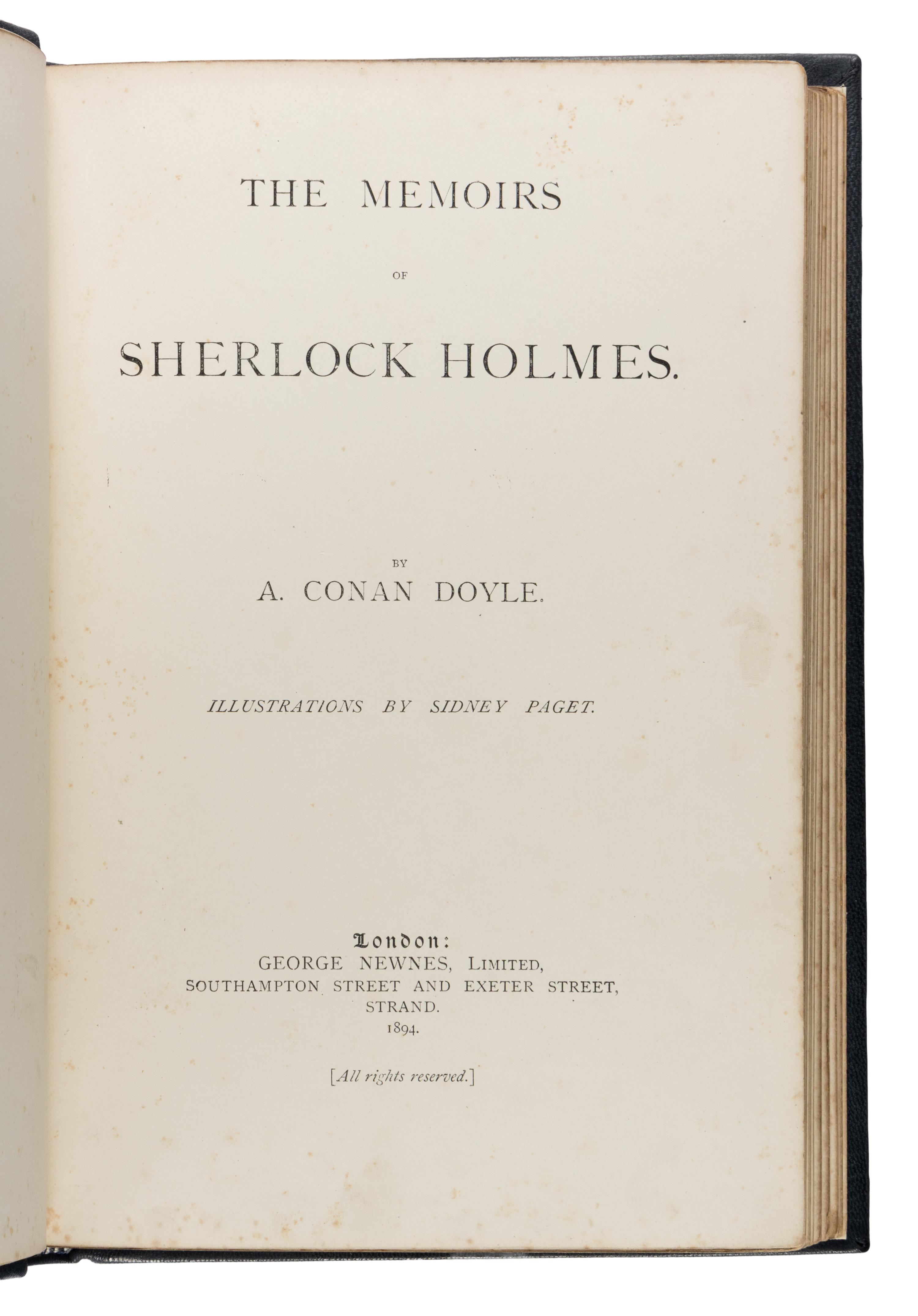 Doyle, Arthur Conan, Sir (1859-1930). The Adventures of Sherlock Holmes . London: George Newnes, 1892.