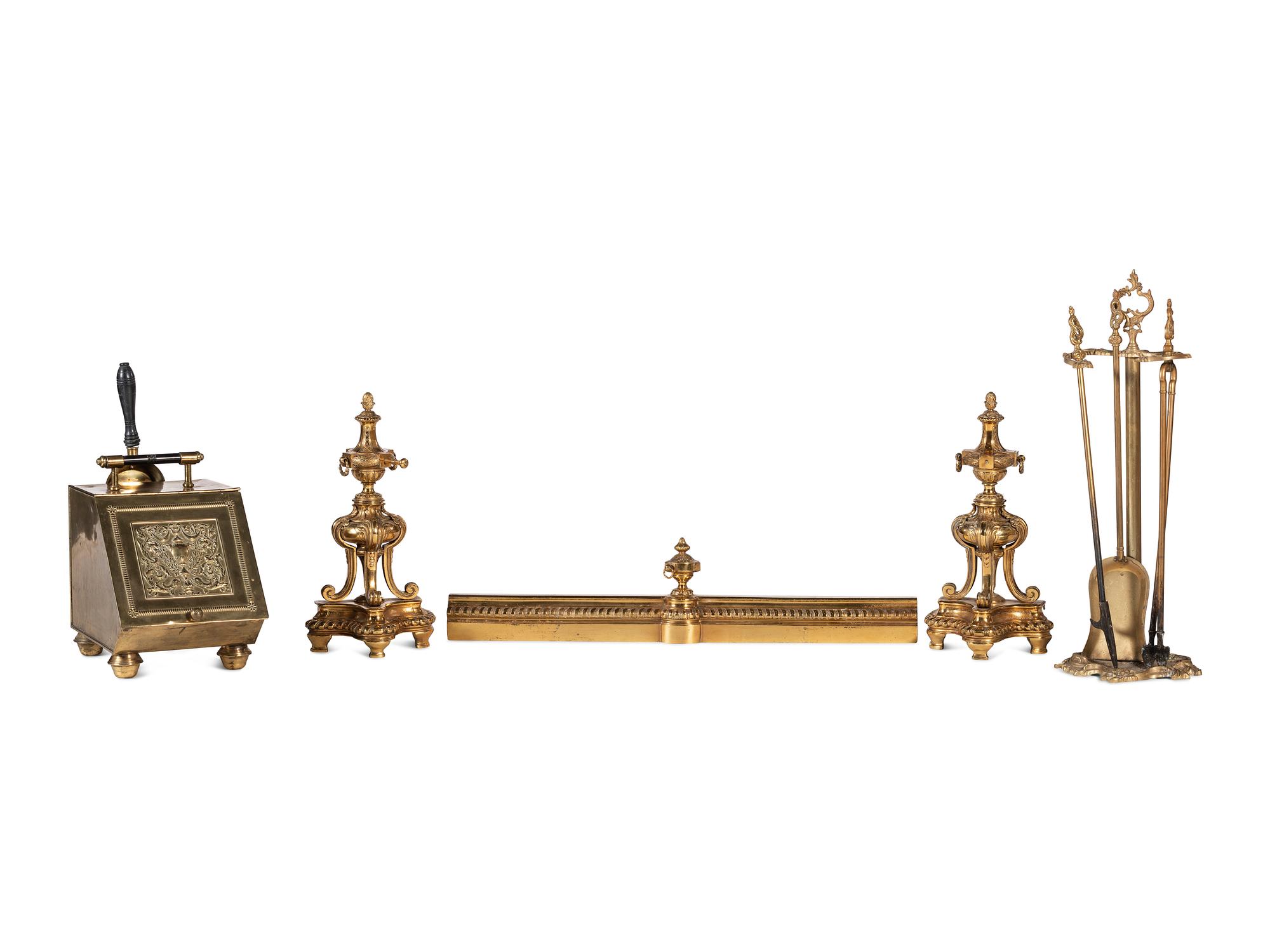 A Group of Brass Fireplace Accessories