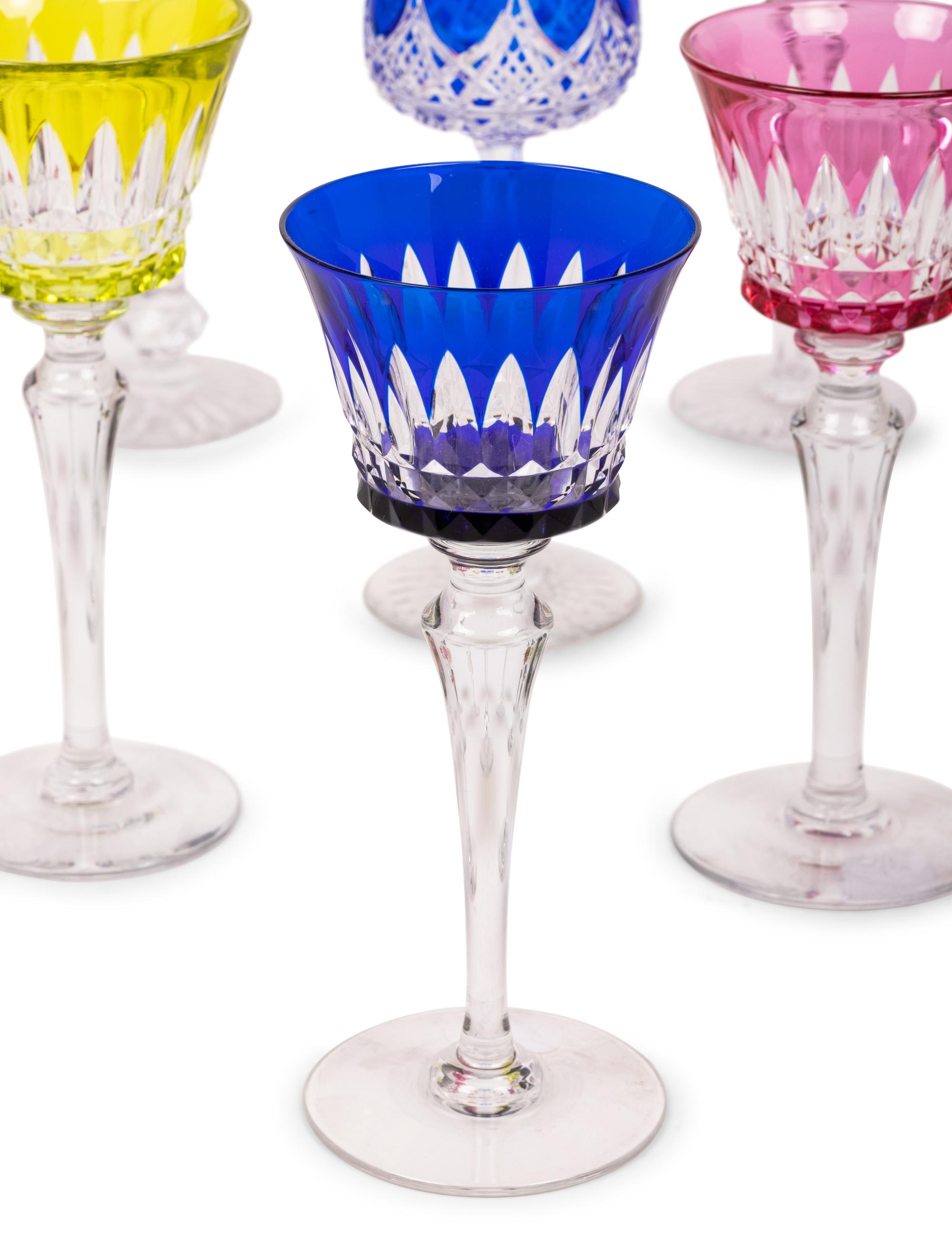 A Collection of Baccarat Colored Cut-to-Clear Glass Stemware