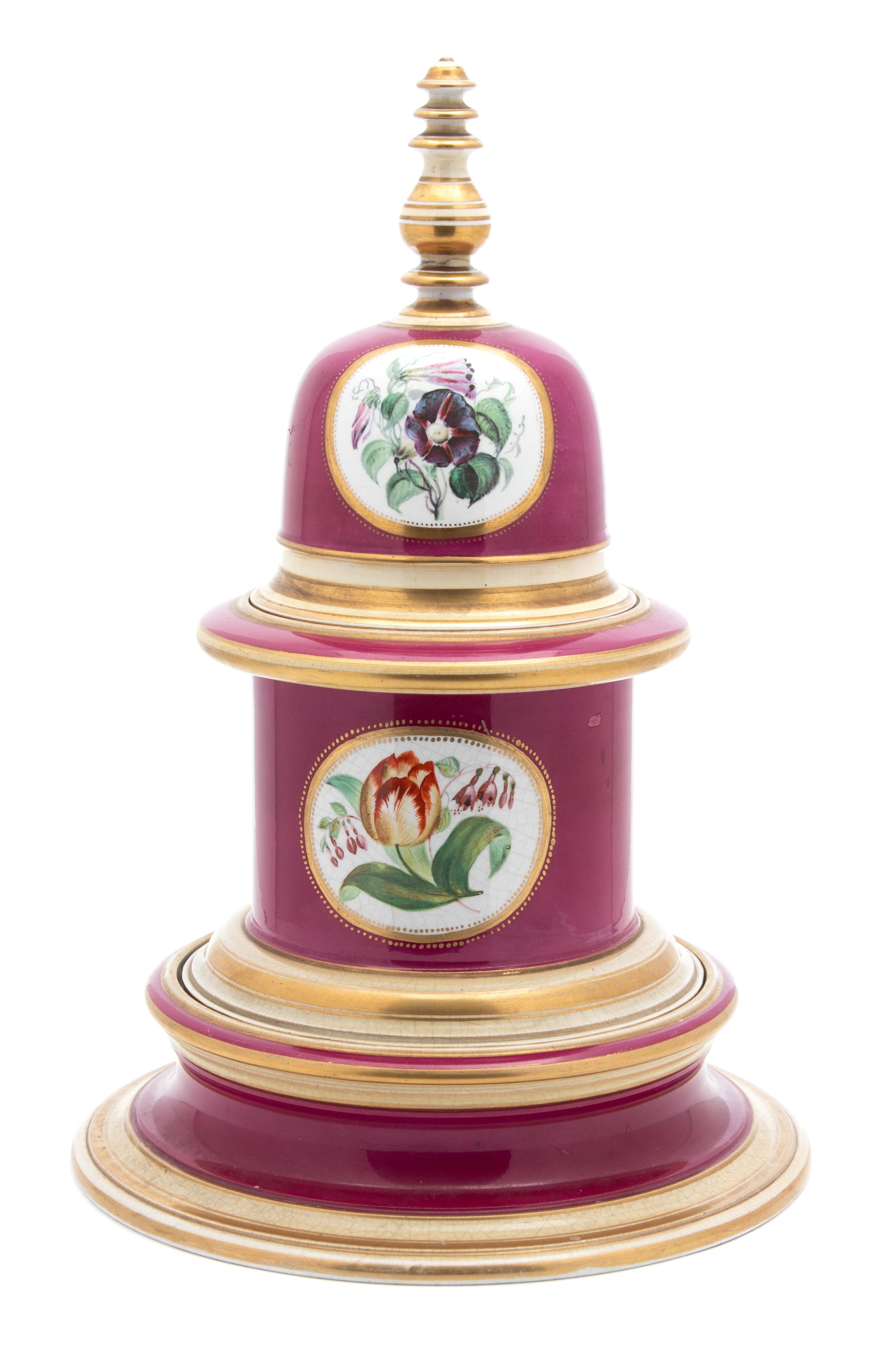 An English Porcelain Four-piece Tobacco Jar — 19TH CENTURY