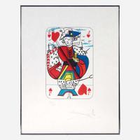 Salvador Dalí (Spanish, 1904-1989) Playing Cards (Ace, King, Queen and Jack of Hearts)