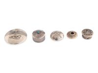 Zuni, Kewa, Navajo, and Hopi Miniature Silver Boxes and Seed Jars