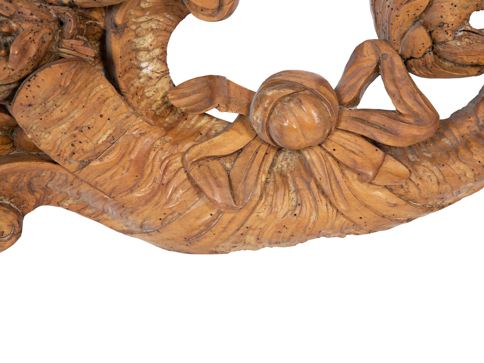 A Pair of Continental Carved Fruitwood Cornucopia Wall Appliques