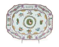 A rare and important group of nine Chinese Export porcelain tablewares from the "Saldanha Dinner Service," late 18th century