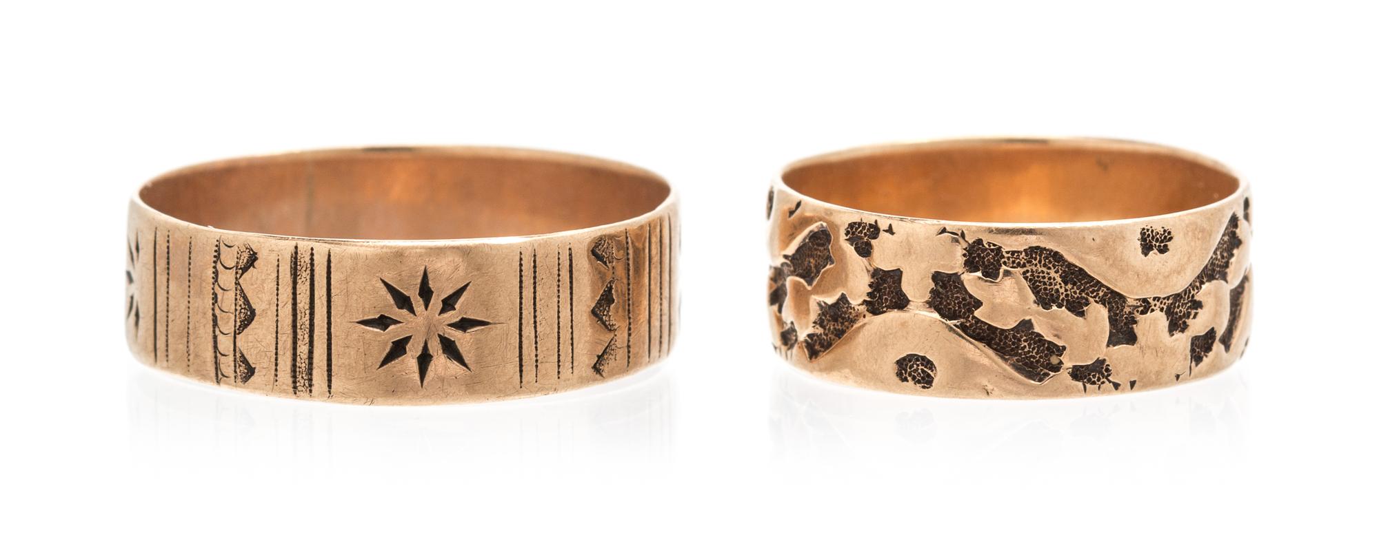 A Collection of Vintage Rose Gold Bands, 3.20 dwts.
