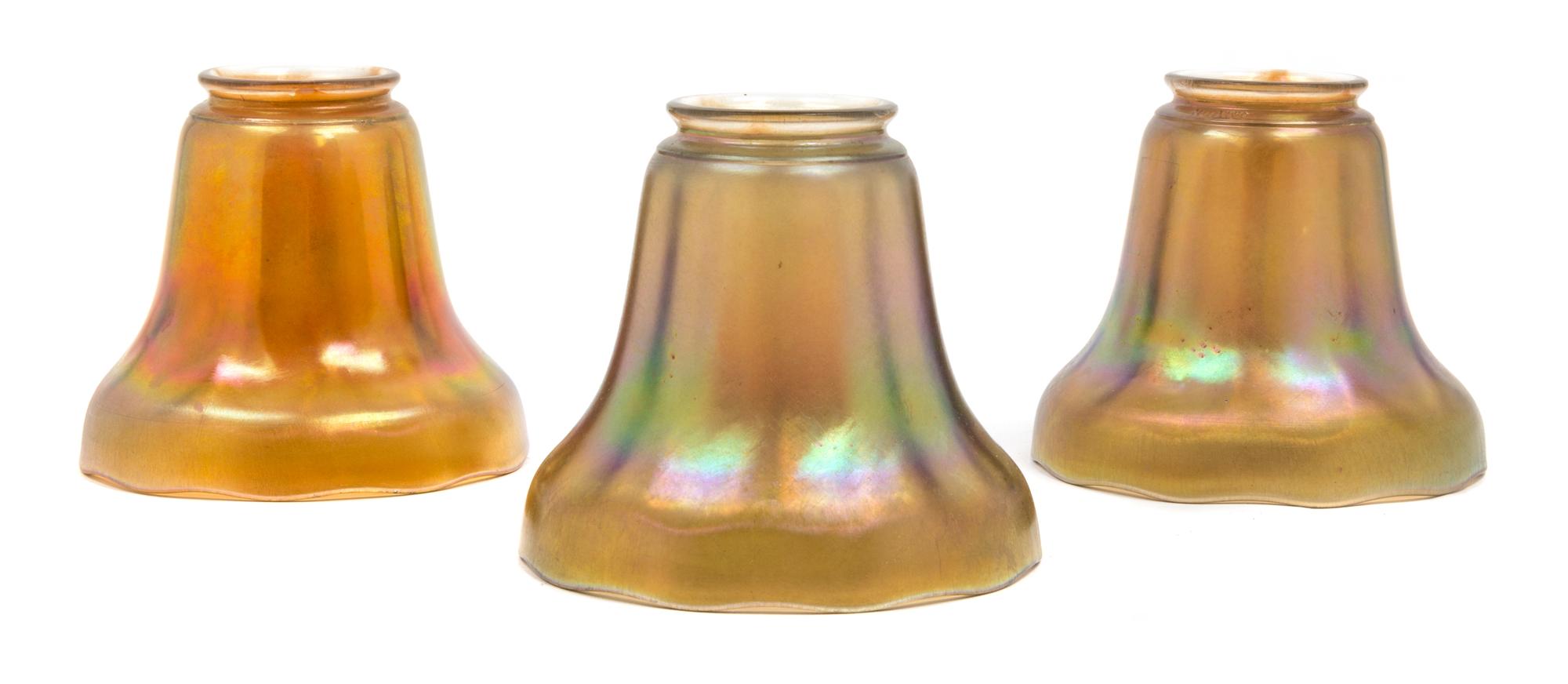 Three Nuart Glass Shades Height 4 1/2 inches.