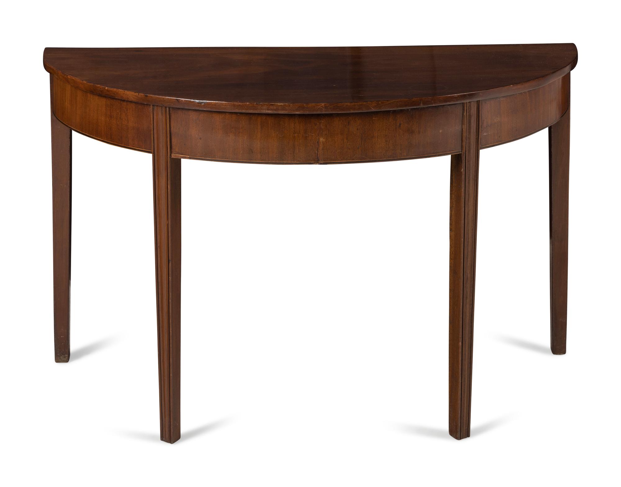 A George III Style Mahogany Demilune Table