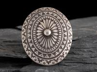 Large Heavily Stamped Sterling Silver Concha Ring