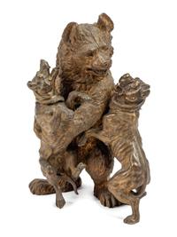 An English Patinated Bronze Humidor Figural Group