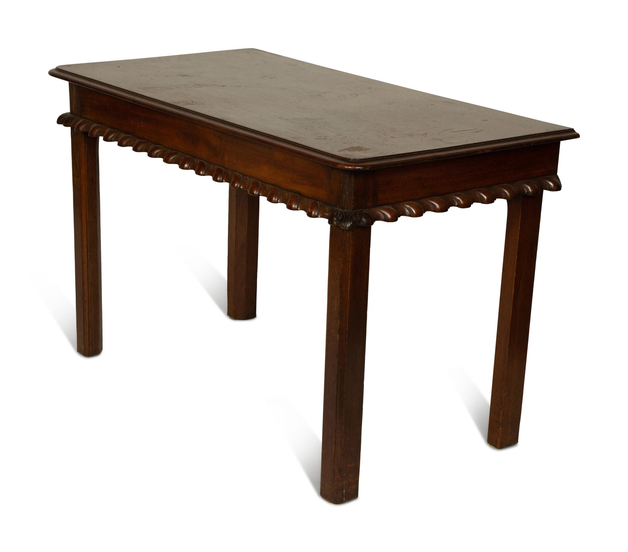 A Pair of George III Style Mahogany Pier Tables
