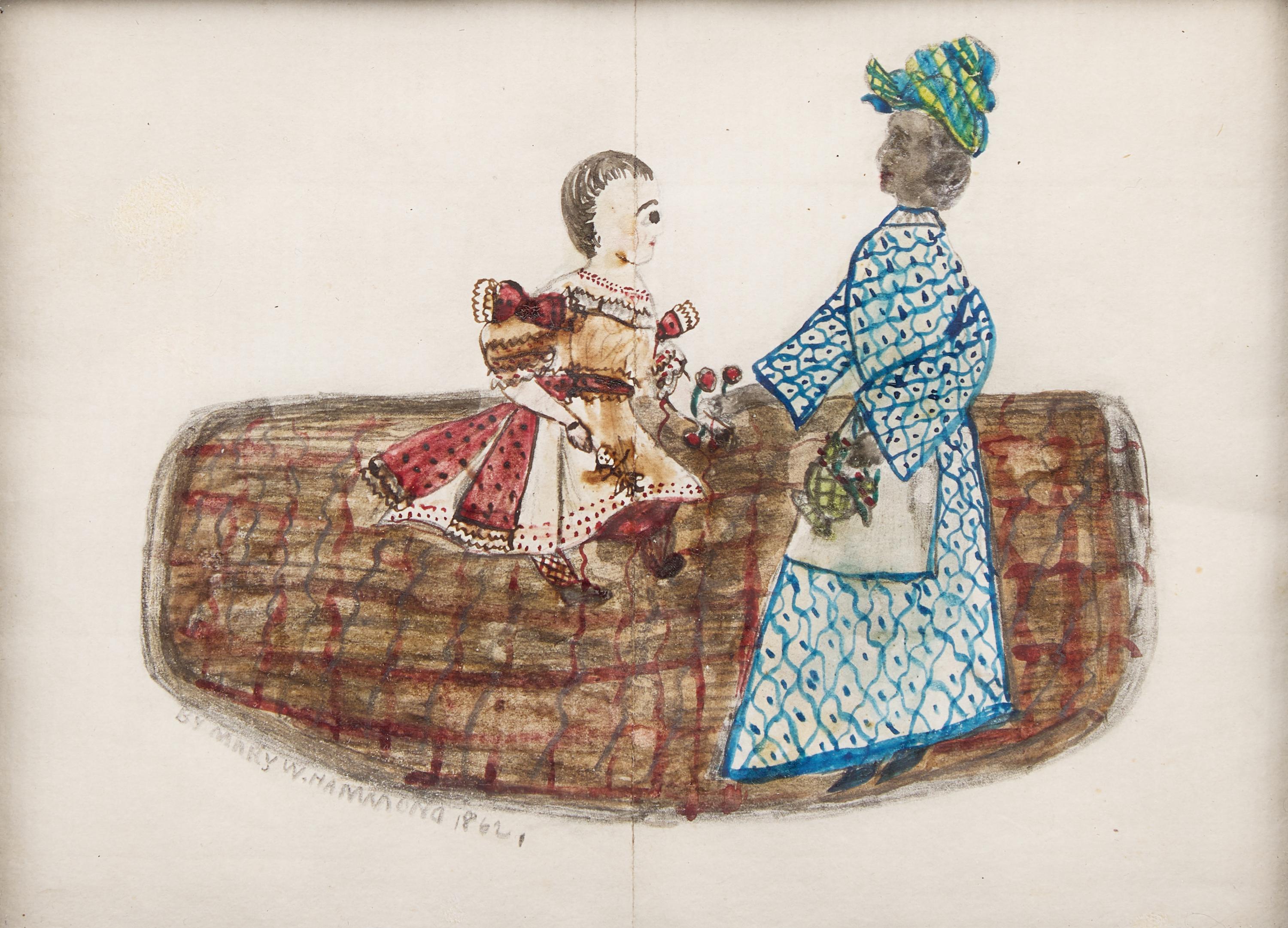 American School, 19th Century — Two Works: Nurse and Child , 1862