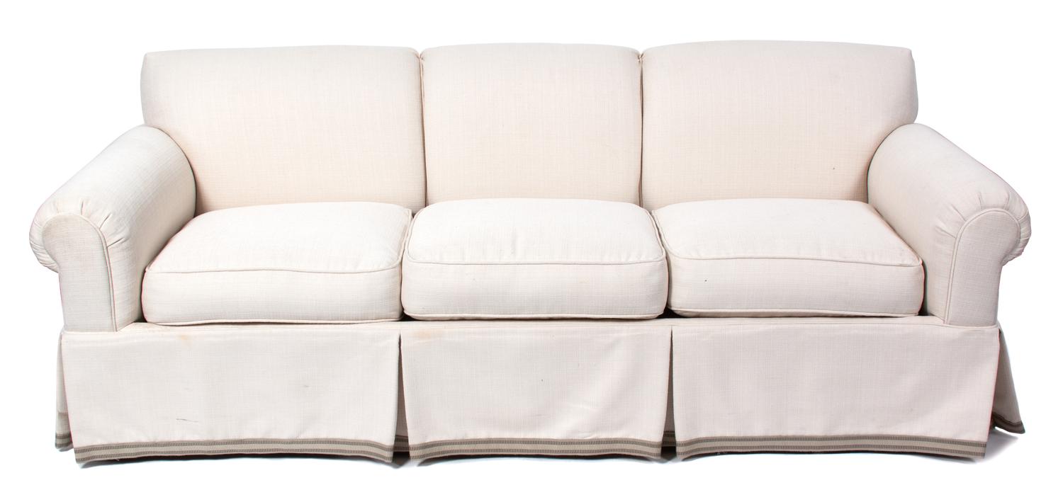 A Contemporary Upholstered Three-Seat Sofa Height 32 x length 83 inches. — 20TH CENTURY