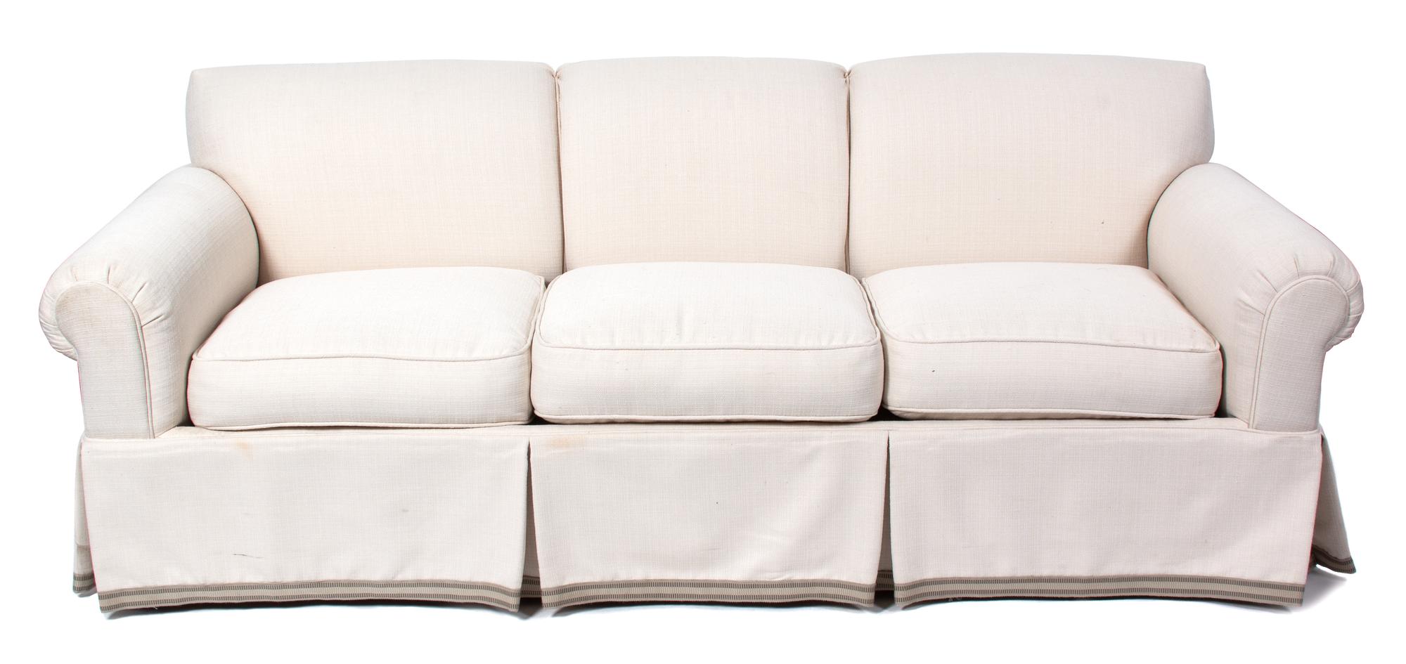 A Contemporary Upholstered Three-Seat Sofa Height 32 x length 83 inches. — 20TH CENTURY