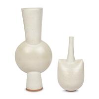 Two Contemporary White Glazed Ceramic Vases