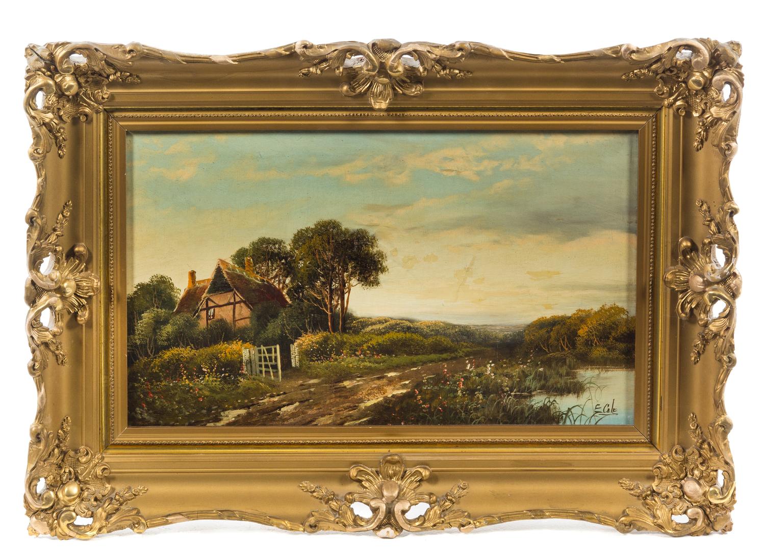 George H. Andrews and Edwin Cole, (British, 1816-1868) and (British, b. 1868), Mountain Landscape and Village Scene (two works)