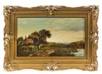 George H. Andrews and Edwin Cole, (British, 1816-1868) and (British, b. 1868), Mountain Landscape and Village Scene (two works)