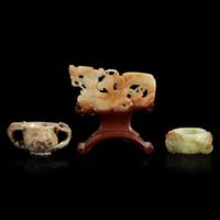 Three Chinese carved jade items Ming/early Qing dynasty and later