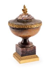 An English Gilt Bronze Mounted Blue John Urn Height 13 1/2 x diameter 8 inches. — 19TH CENTURY