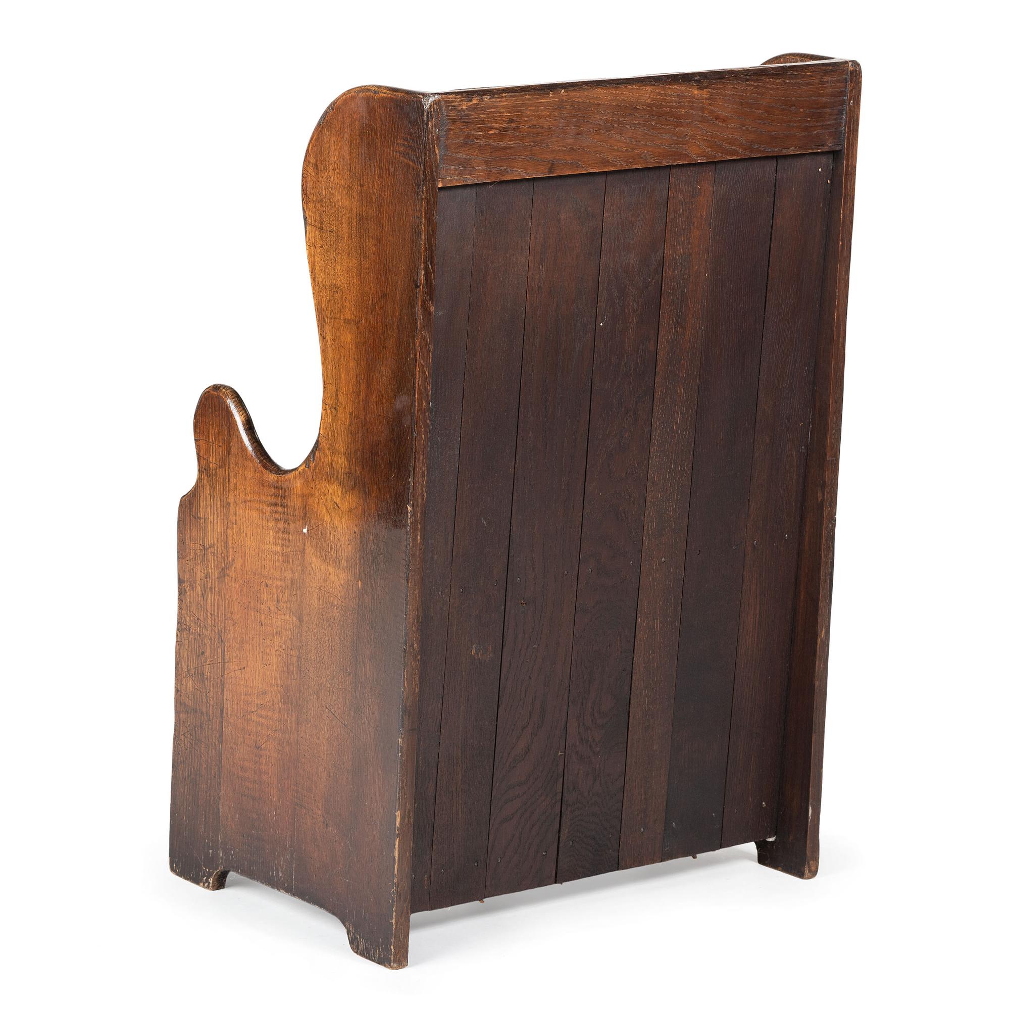 An English Carved Oak Child's Hall Bench
