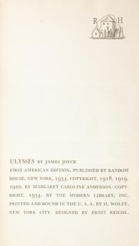 JOYCE, JAMES. Ulysses. New York, 1934. First US edition, original dust jacket.