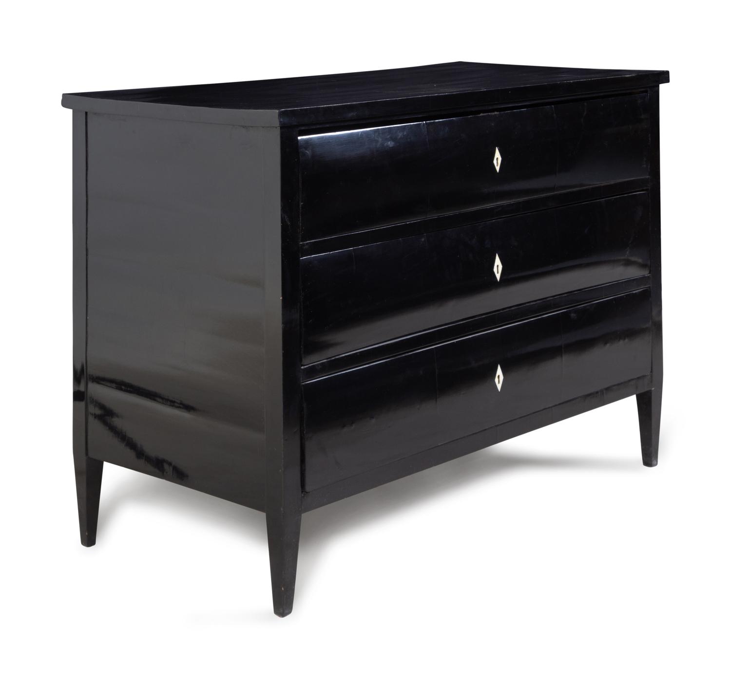 A Biedermeier Ebonized Pine Chest of Drawers