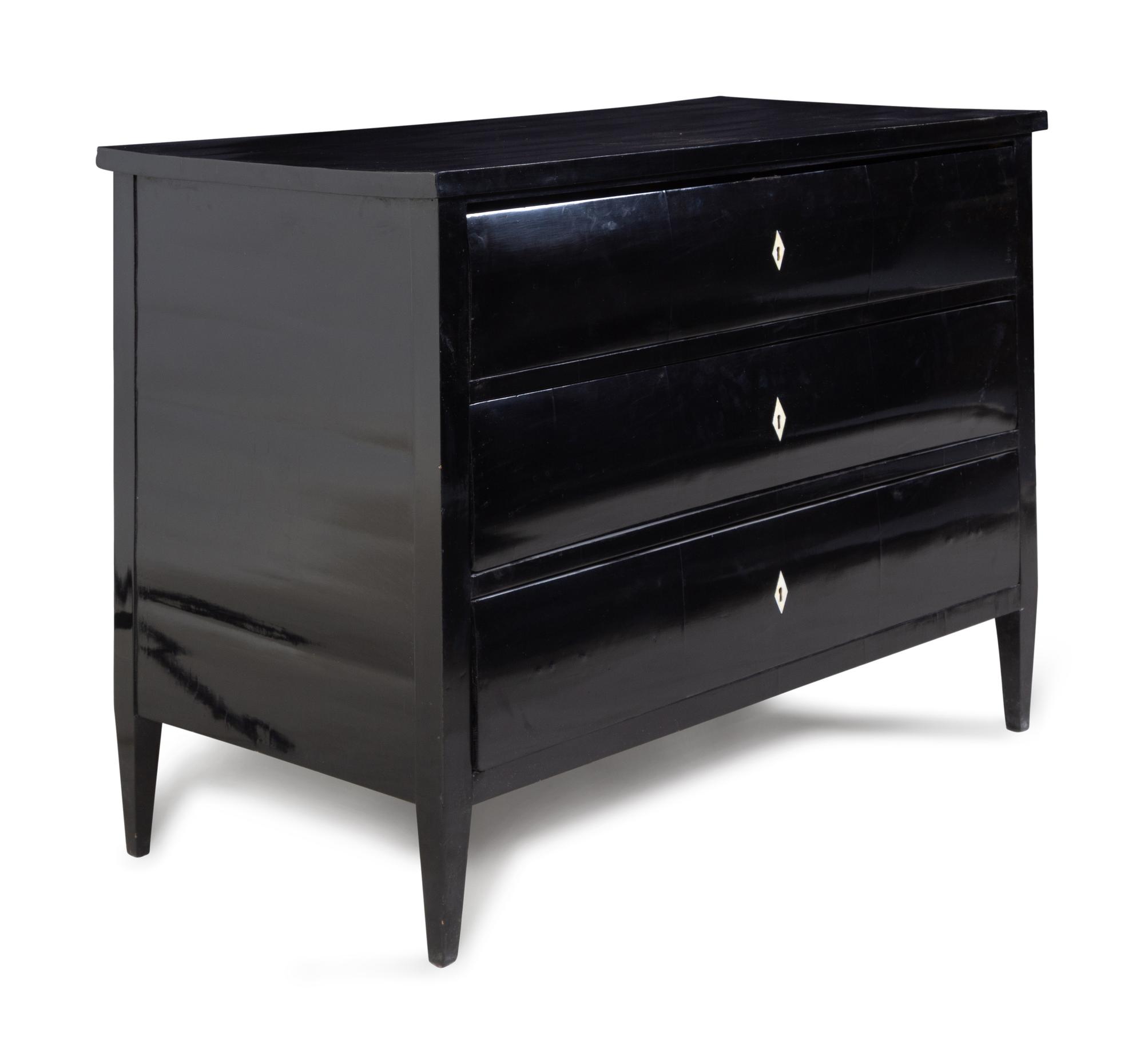 A Biedermeier Ebonized Pine Chest of Drawers
