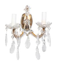 A Set of Four Cased Glass Two-Light Sconces