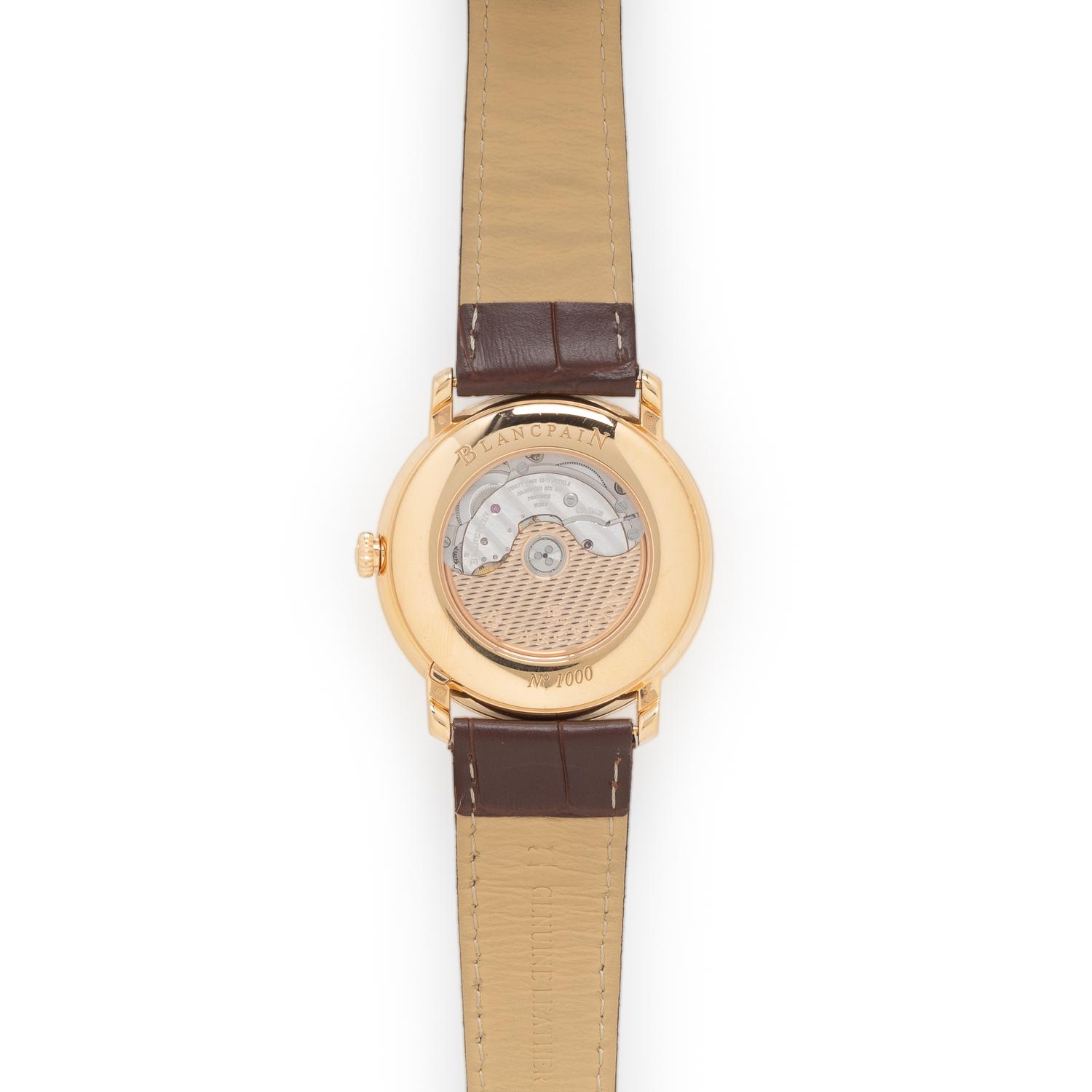 Blancpain, Ref. 6653Q 18K Rose Gold 'Villeret' Power Reserve Calendar Watch with Serpentine Date Hand