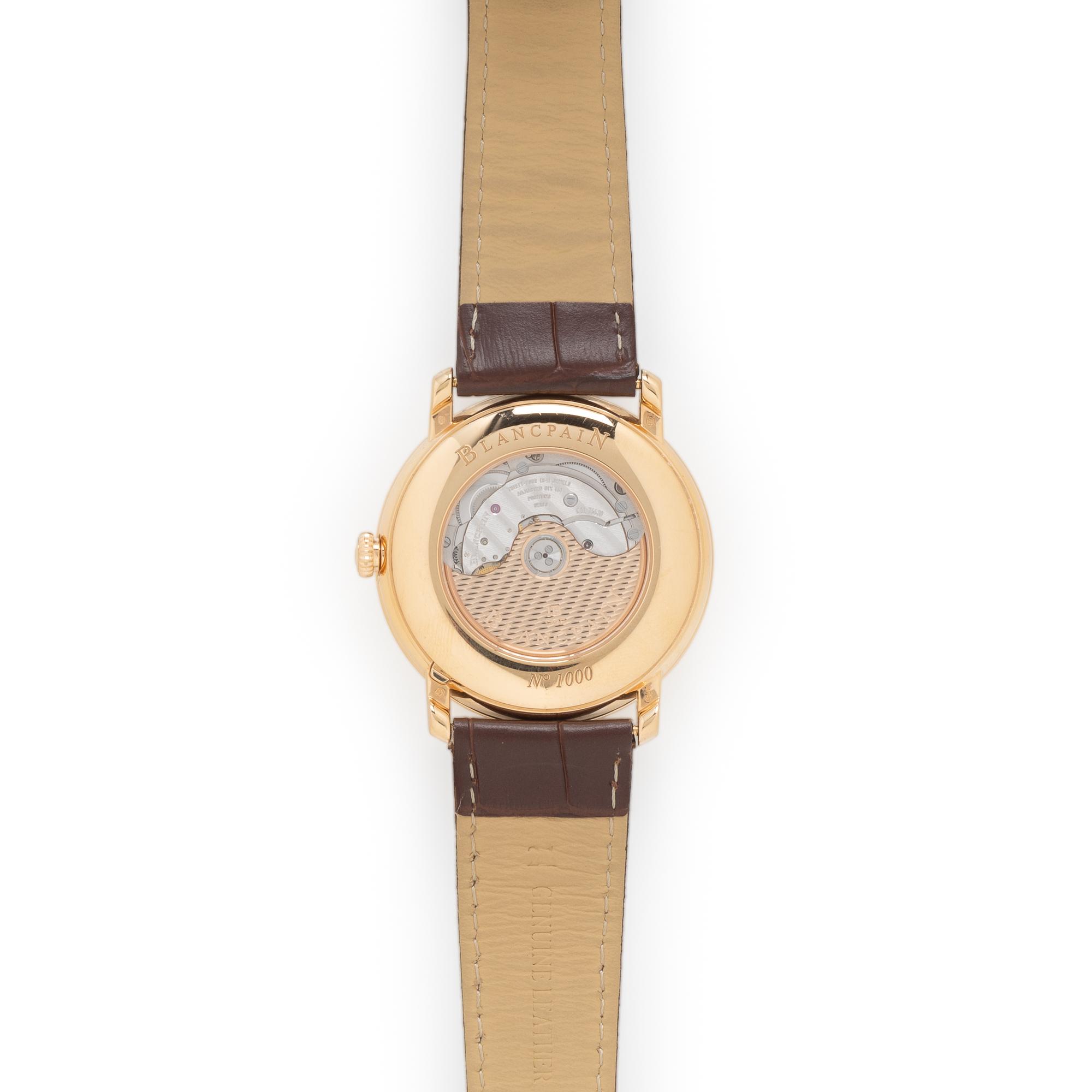 Blancpain, Ref. 6653Q 18K Rose Gold 'Villeret' Power Reserve Calendar Watch with Serpentine Date Hand