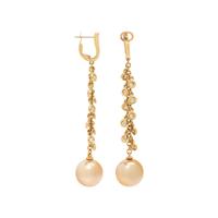 GOLDEN SOUTH SEA CULTURED PEARL AND DIAMOND EARRINGS