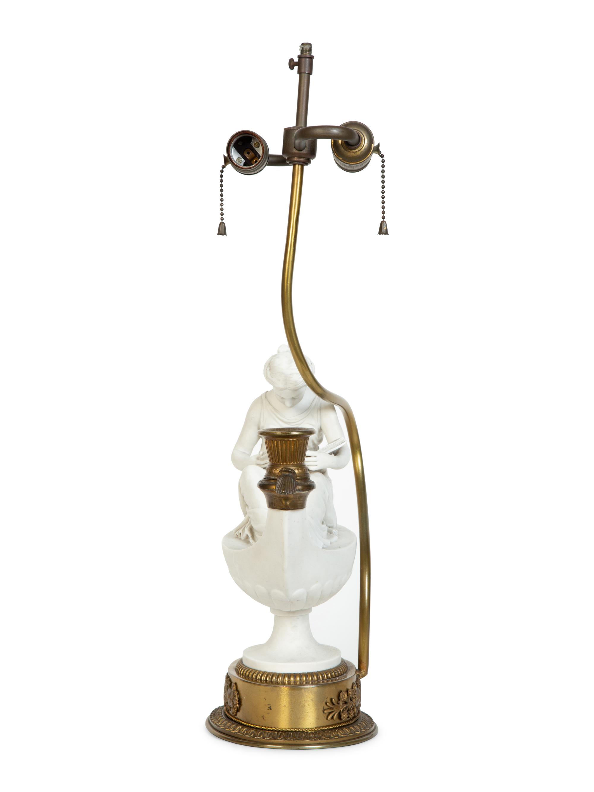 A Gilt Metal Mounted Parian Ware Table Lamp