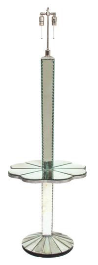 A Venetian Style Mirrored Floor Lamp Height 68 x diameter 22 1/2 inches. — 20TH CENTURY