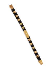 LEATHER, YELLOW GOLD, GEMSTONE AND DIAMOND BRACELET