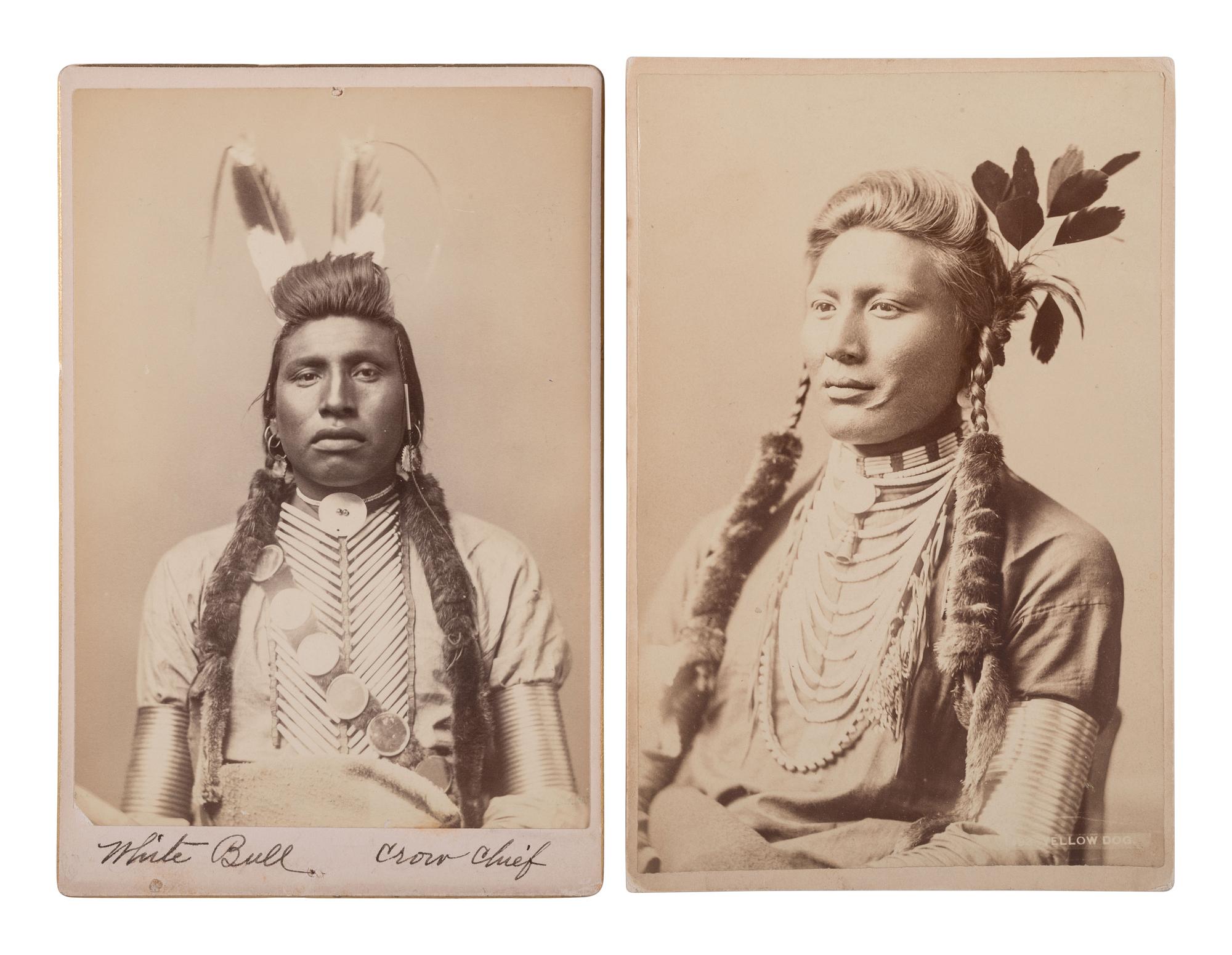 HAYNES, Frank Jay (1853-1921), photographer. Two cabinet cards of Yellow Dog and White Bull, Crow warriors who fought at Little Bighorn.