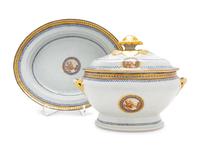 A Chinese Export Porcelain Tureen and Cover with Underplate