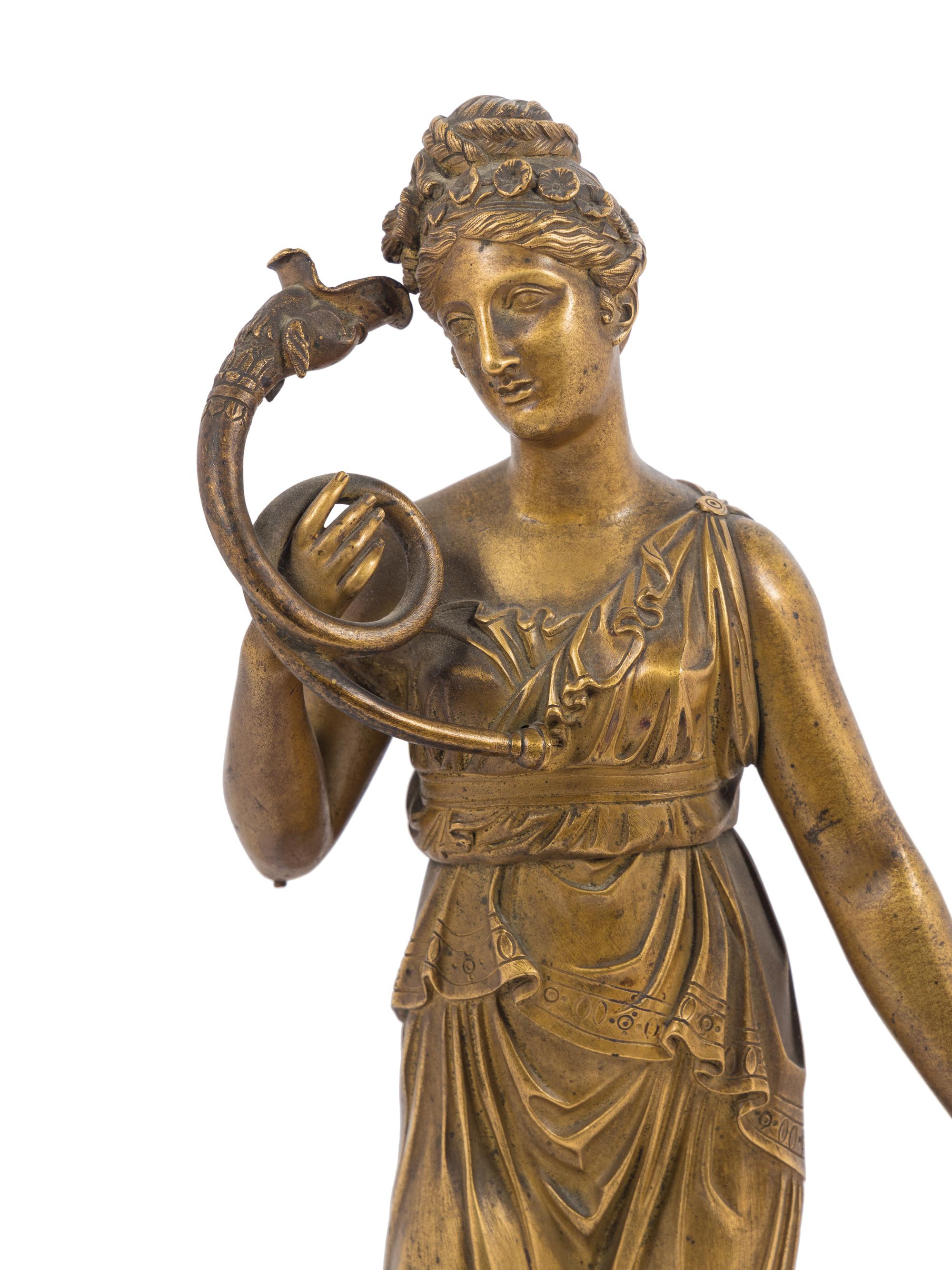 A Continental Gilt Bronze and Marble Figure of a Lady