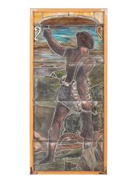A Pair of Stained and Painted Glass Panels