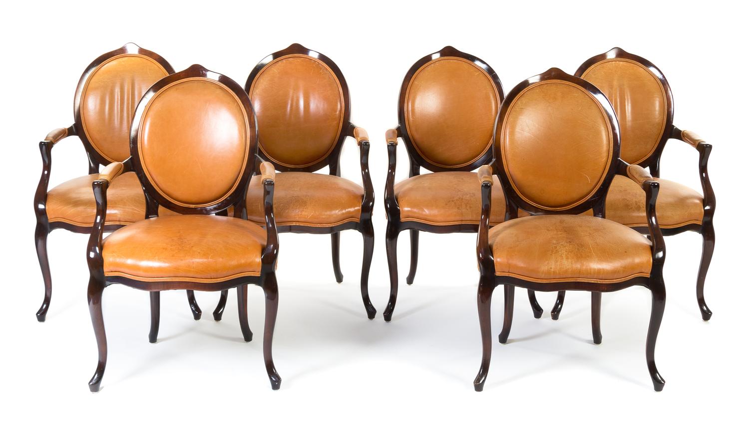 A Set of Twelve Louis XV Style Mahogany Dining Chairs Height 39 inches. — 20TH CENTURY