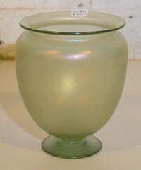 A Steuben Verre De Soie Glass Urn. Height 7 inches.