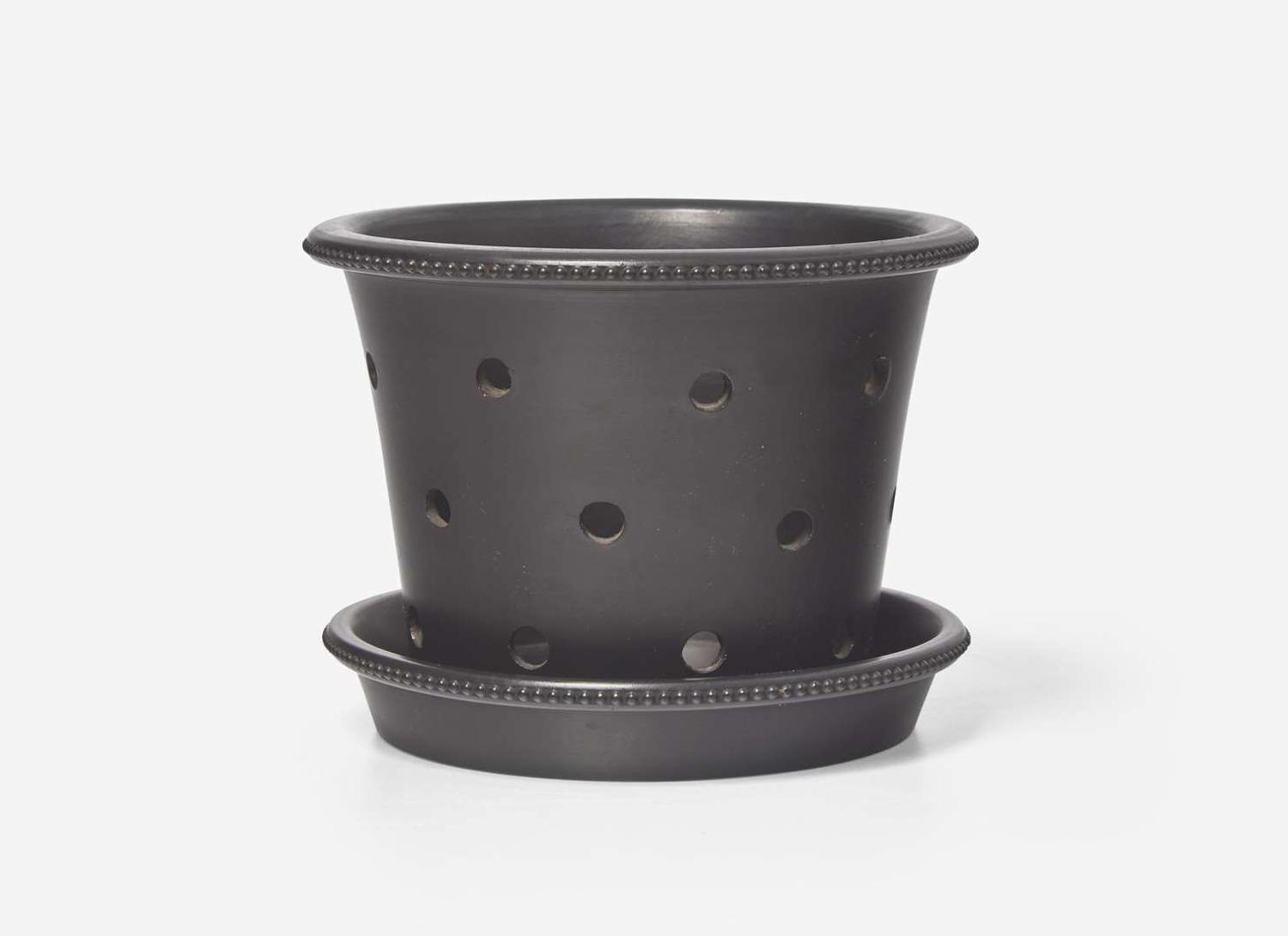 A Wedgwood Black Basalt Flowerpot and Stand, UK, late 18th century