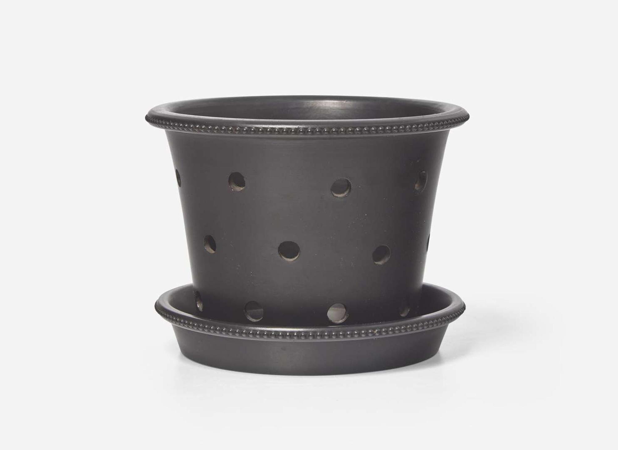 A Wedgwood Black Basalt Flowerpot and Stand, UK, late 18th century