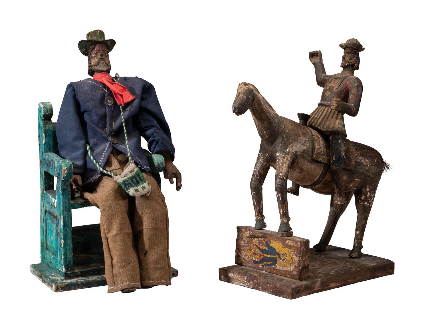 Two Guatemalen Carved and Polychromed Santos Figures